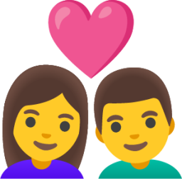 couple with heart: woman, man emoji