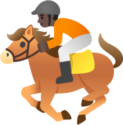 horse racing: dark skin tone emoji