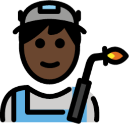 man factory worker: dark skin tone emoji