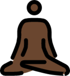 man in lotus position: dark skin tone emoji