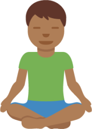 man in lotus position: medium-dark skin tone emoji