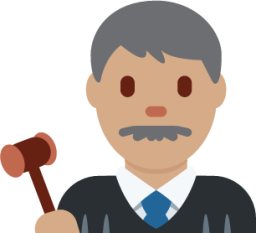 man judge: medium skin tone emoji