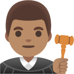 man judge: medium skin tone emoji