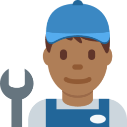 man mechanic: medium-dark skin tone emoji