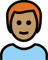 man: medium skin tone, red hair emoji