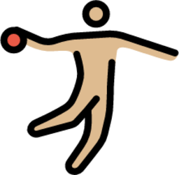 man playing handball: medium-light skin tone emoji