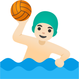 man playing water polo: light skin tone emoji