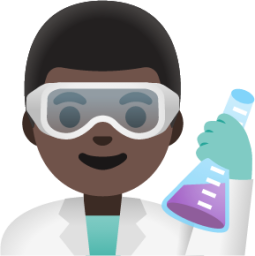 man scientist: dark skin tone emoji