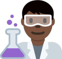 man scientist: dark skin tone emoji