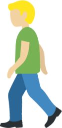 man walking: medium-light skin tone emoji