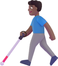 man with white cane medium dark emoji