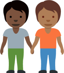 people holding hands: dark skin tone, medium-dark skin tone emoji