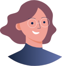 person flowing hair glasses illustration