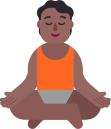 person in lotus position medium dark emoji