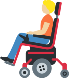 person in motorized wheelchair: medium-light skin tone emoji