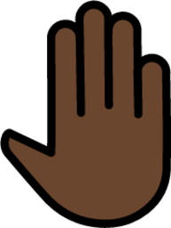 raised back of hand: dark skin tone emoji