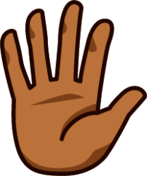 raised hand with fingers splayed (brown) emoji