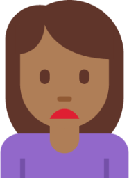 woman frowning: medium-dark skin tone emoji