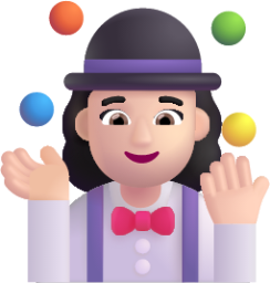 woman juggling light emoji