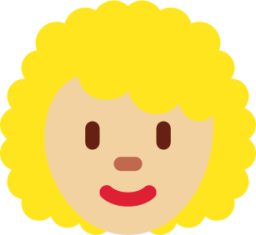 woman: medium-light skin tone, curly hair emoji