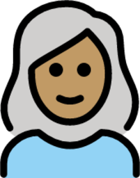 woman: medium skin tone, white hair emoji