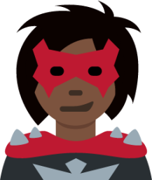 woman supervillain: dark skin tone emoji