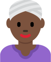 woman wearing turban: dark skin tone emoji