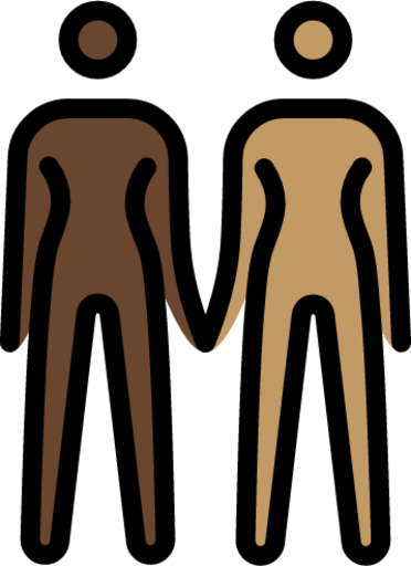 women holding hands: dark skin tone, medium skin tone emoji