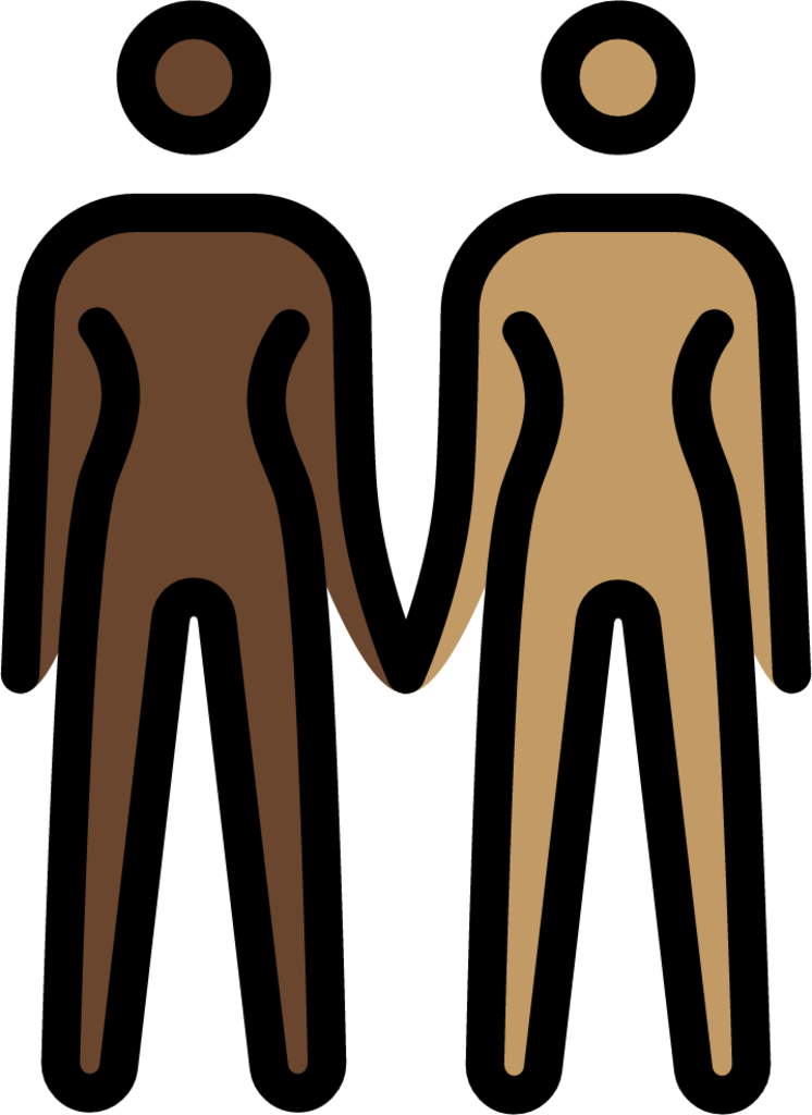 women holding hands: dark skin tone, medium skin tone emoji