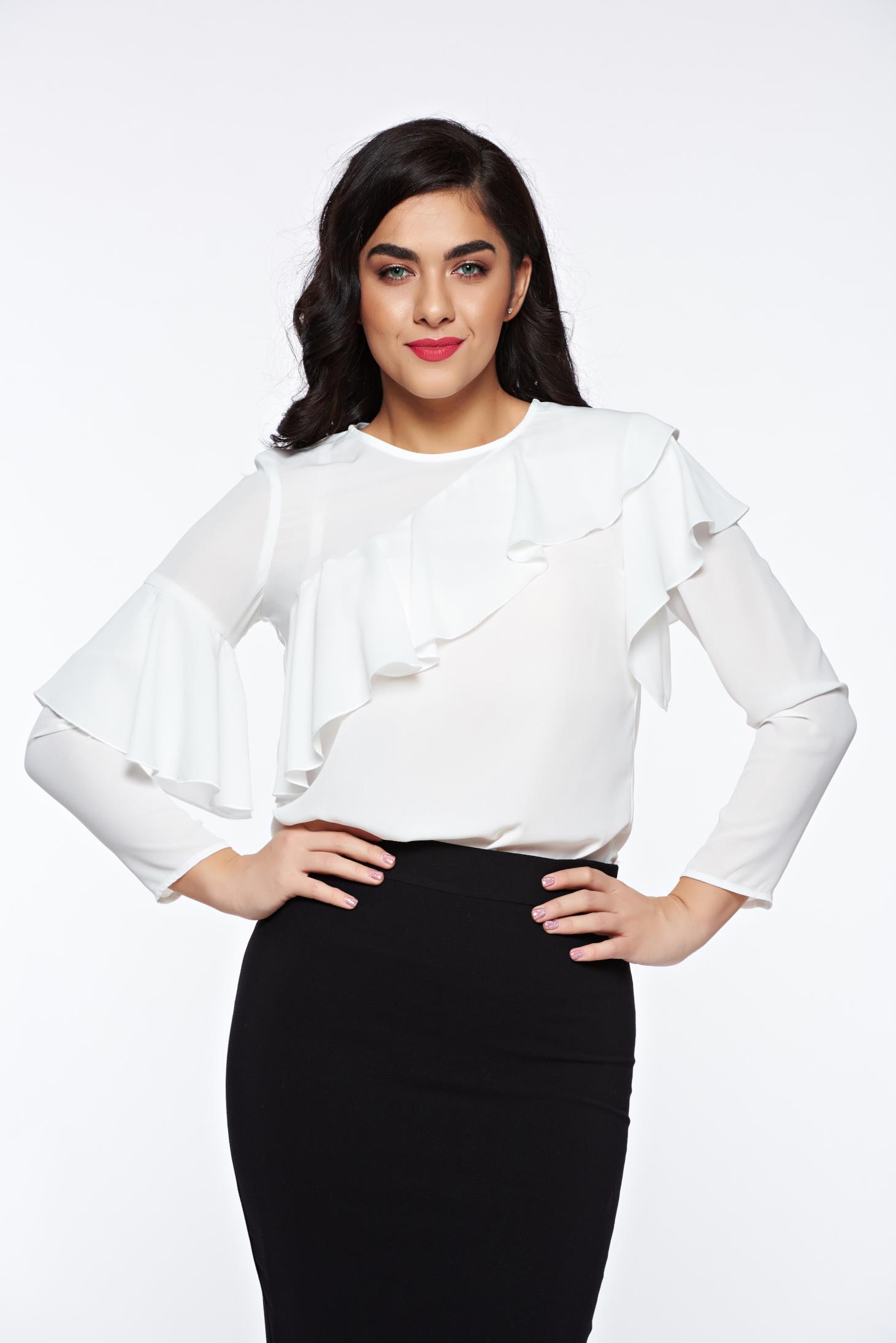 LaDonna white women`s blouse elegant with easy cut airy fabric with ...