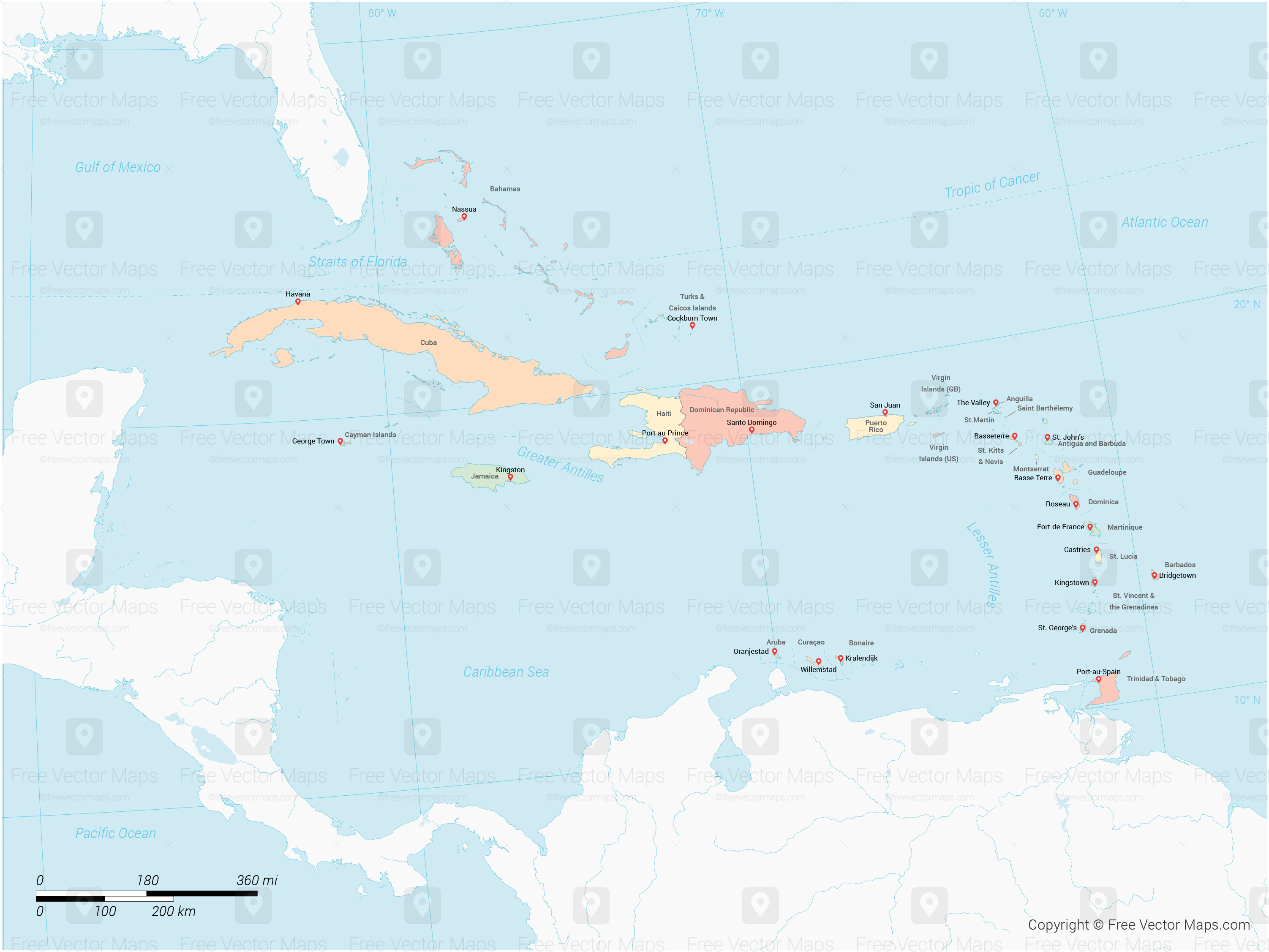 Blank Map Of Caribbean Islands