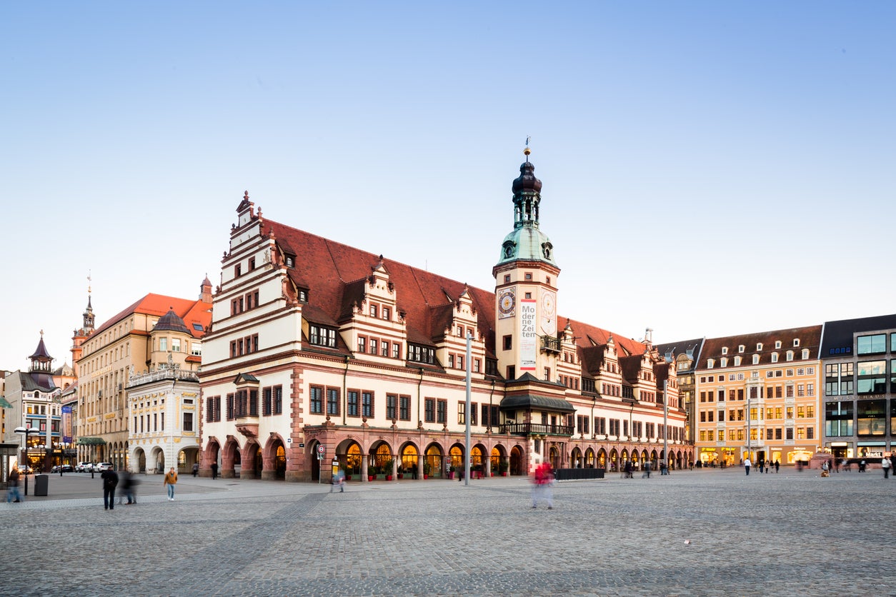 Old town hall and market place in Leipzig