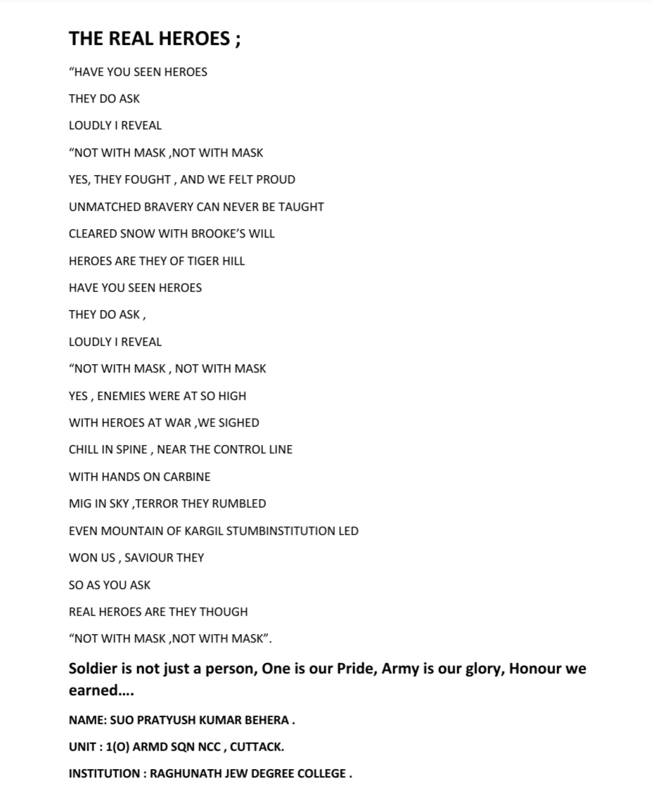 POEM ON KARGIL VIJAY DIWAS – India NCC