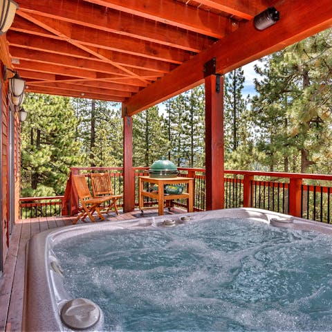 Sink into the hot tub after a long day outdoors