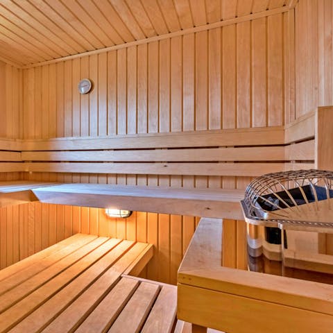 Work up a sweat in the private sauna