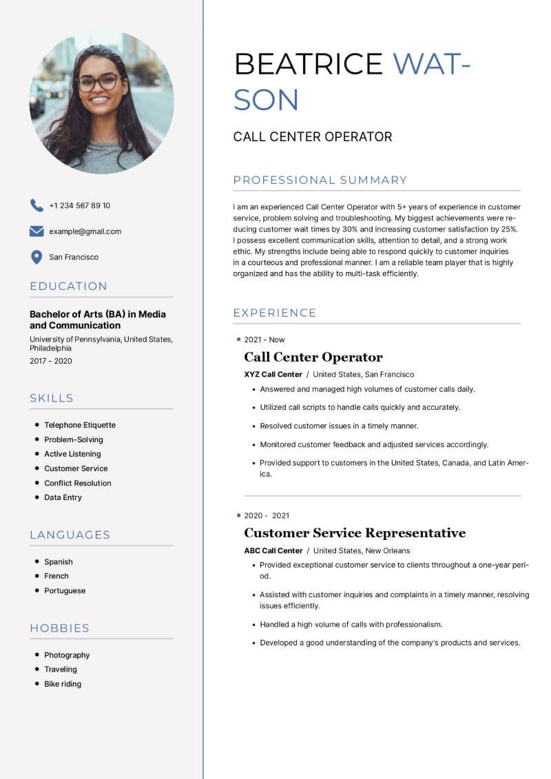 Call Center Resume: Guide with Examples