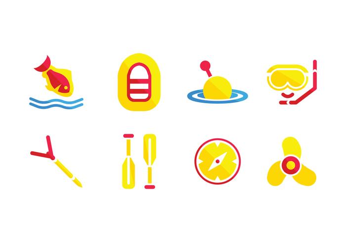 Fishing equipment icons vector