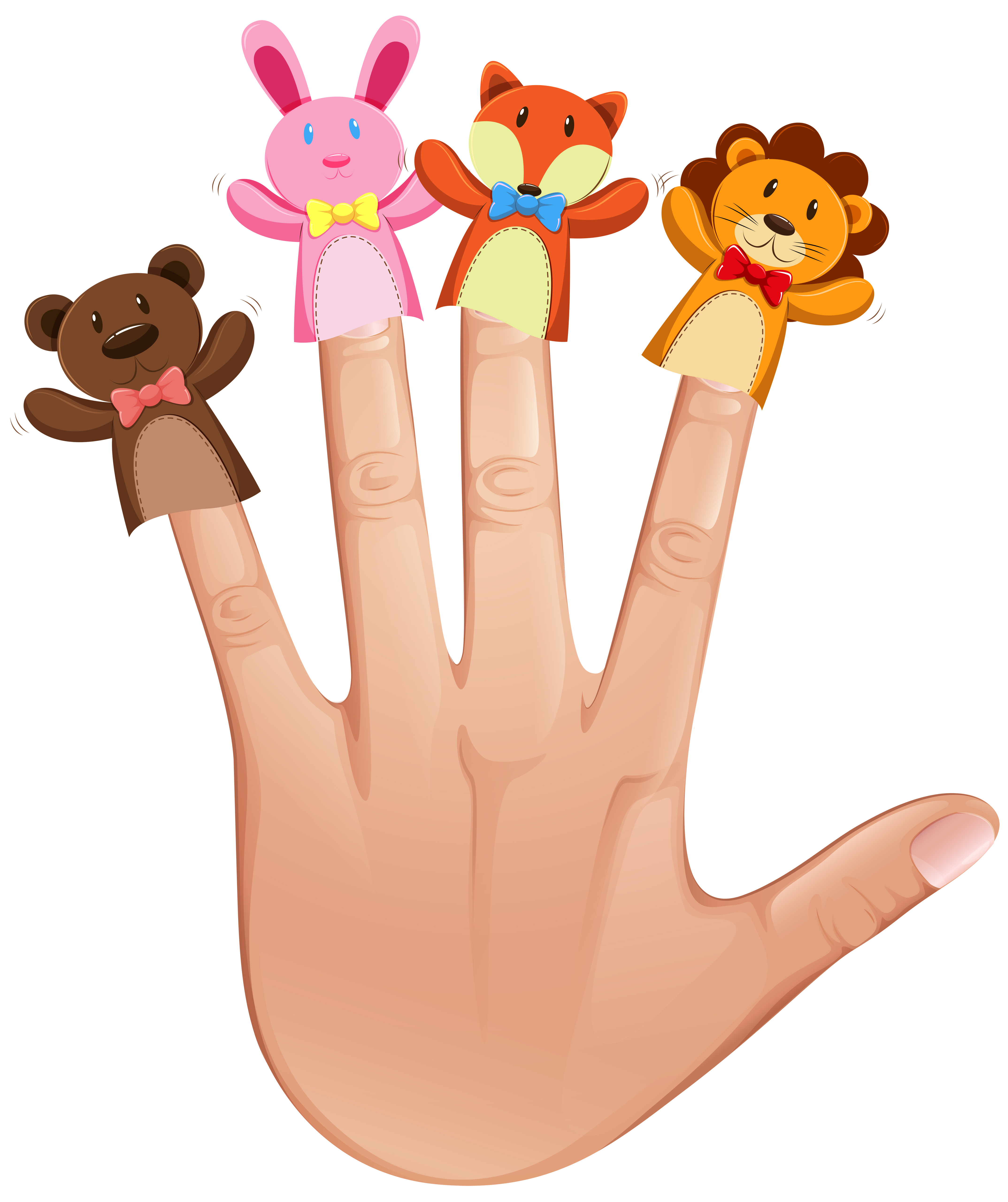 Animal finger puppets on human hand 447033 Vector Art at Vecteezy