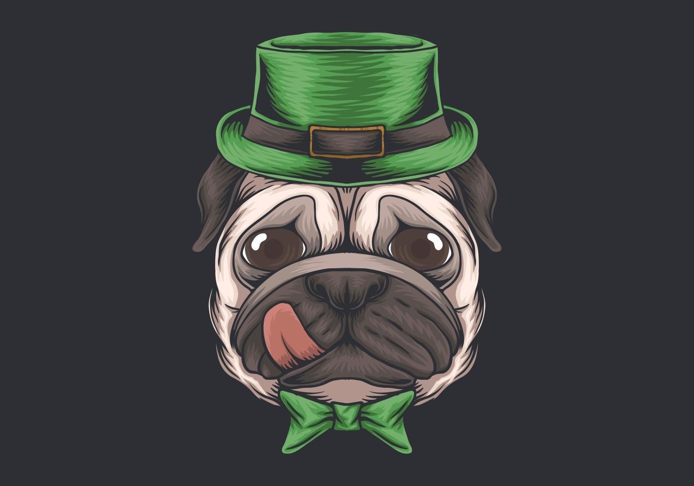 Pug dog head St. patrick's day design vector