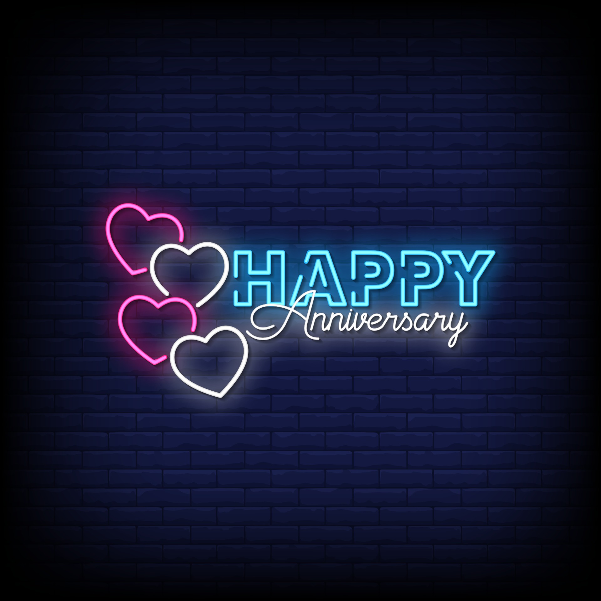 Happy Anniversary Neon Signs Style Text Vector 2267305 Vector Art at ...