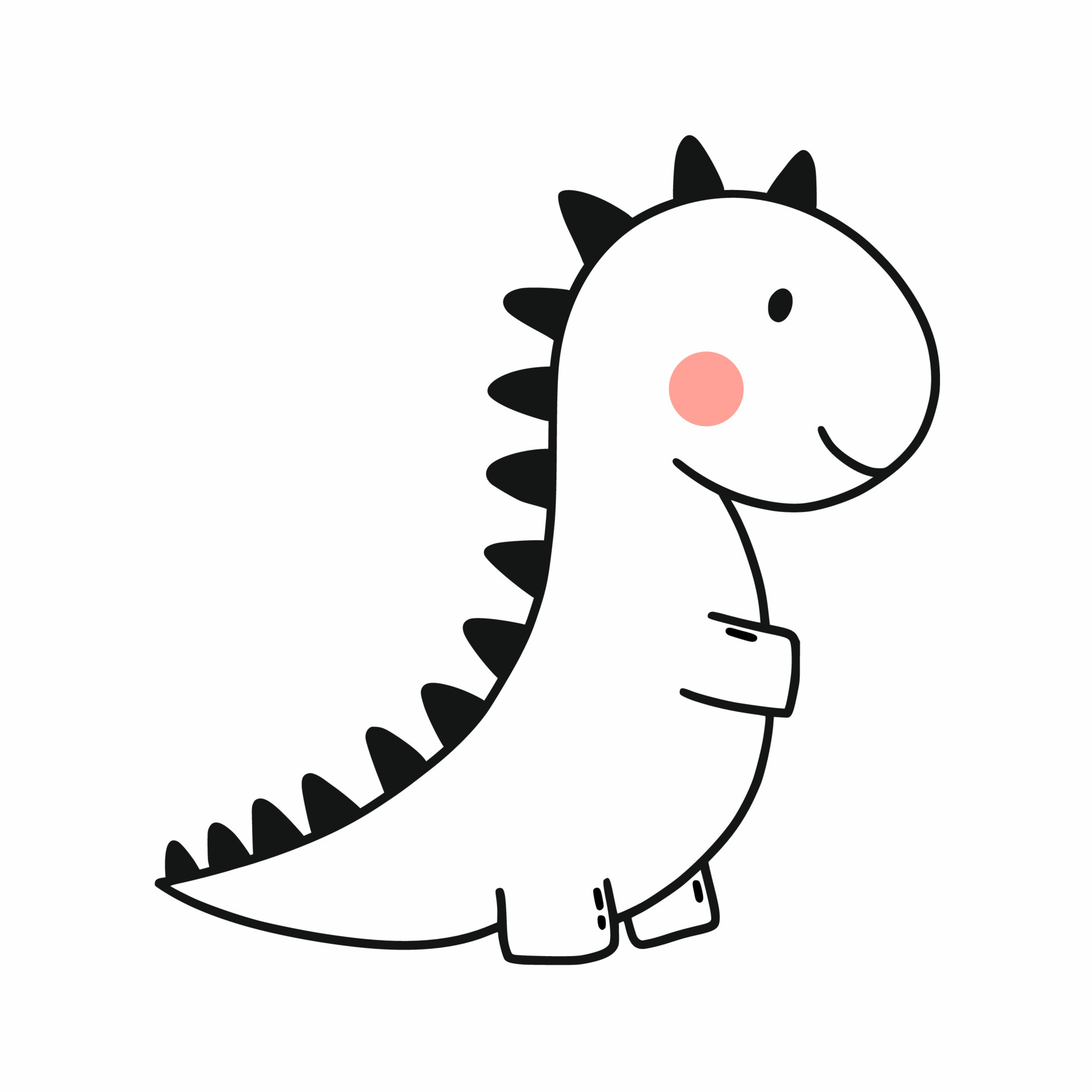 Cute dinosaur. Vector doodle illustration. Dino on white ...