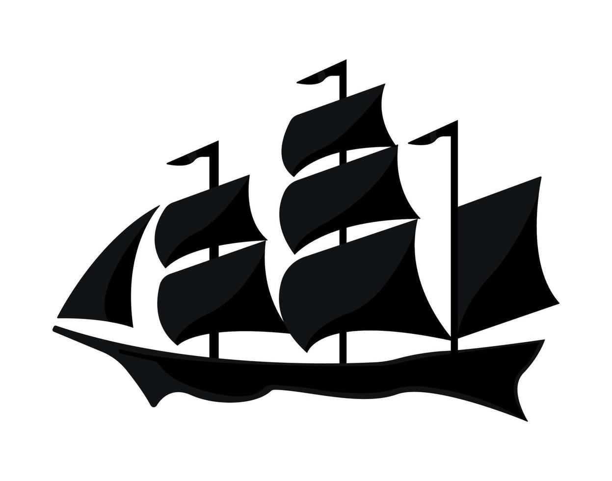 Old Ship, sailing vessel Silhouette Illustration. vector