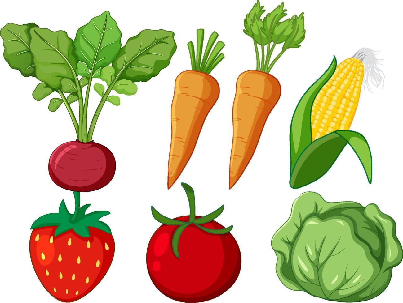 Set of different vegetables cartoon vector