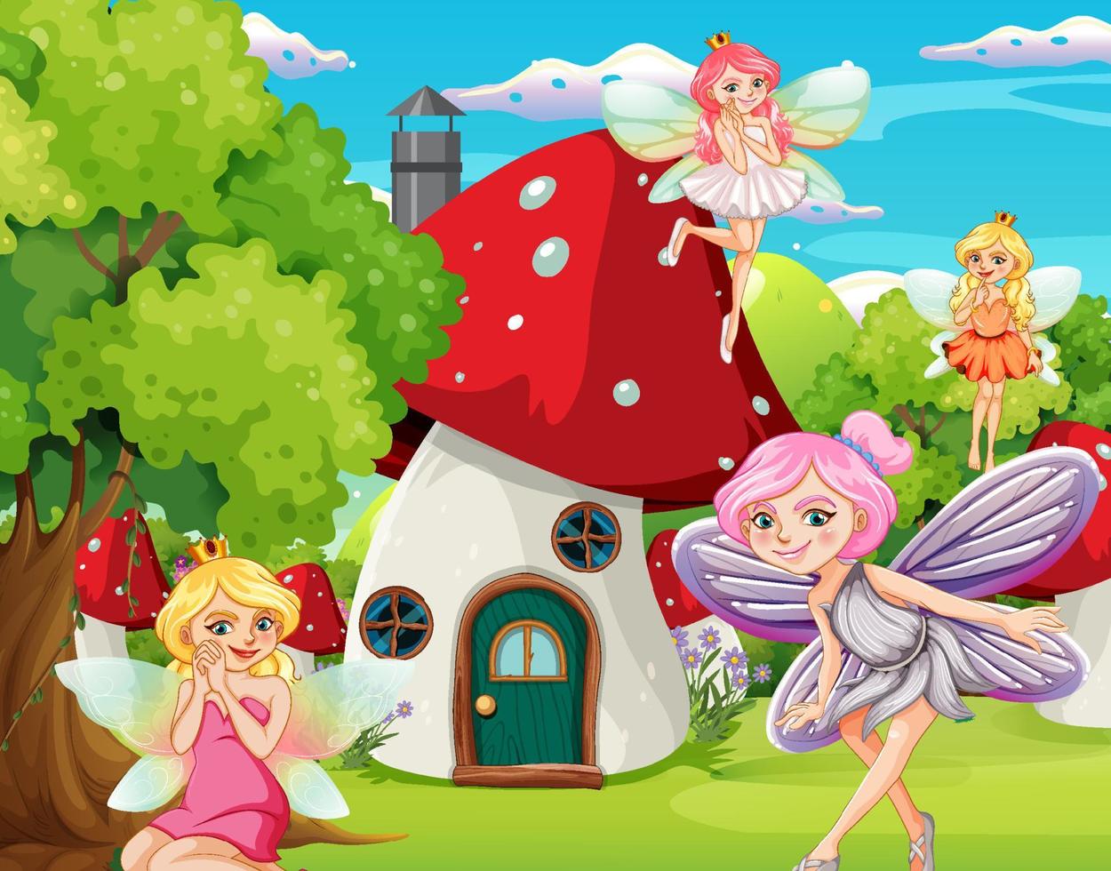 Fairies at fantasy land vector