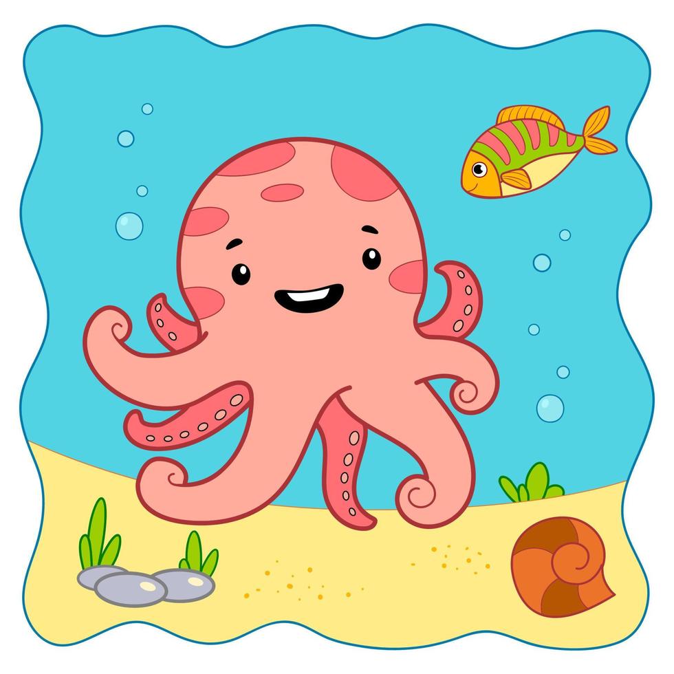 Cute Octopus underwater cartoon. Octopus clipart 8358889 Vector Art at ...