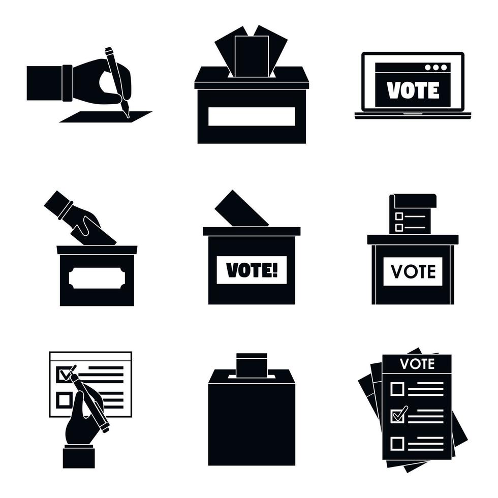 Ballot voting box vote icons set, simple style vector