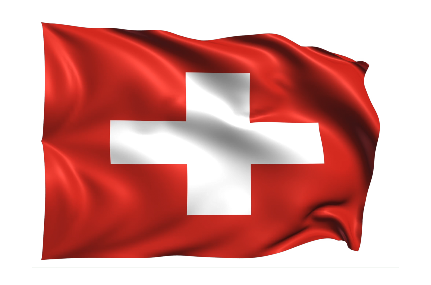 Switzerland Waving flag Realistic Transparent Background png