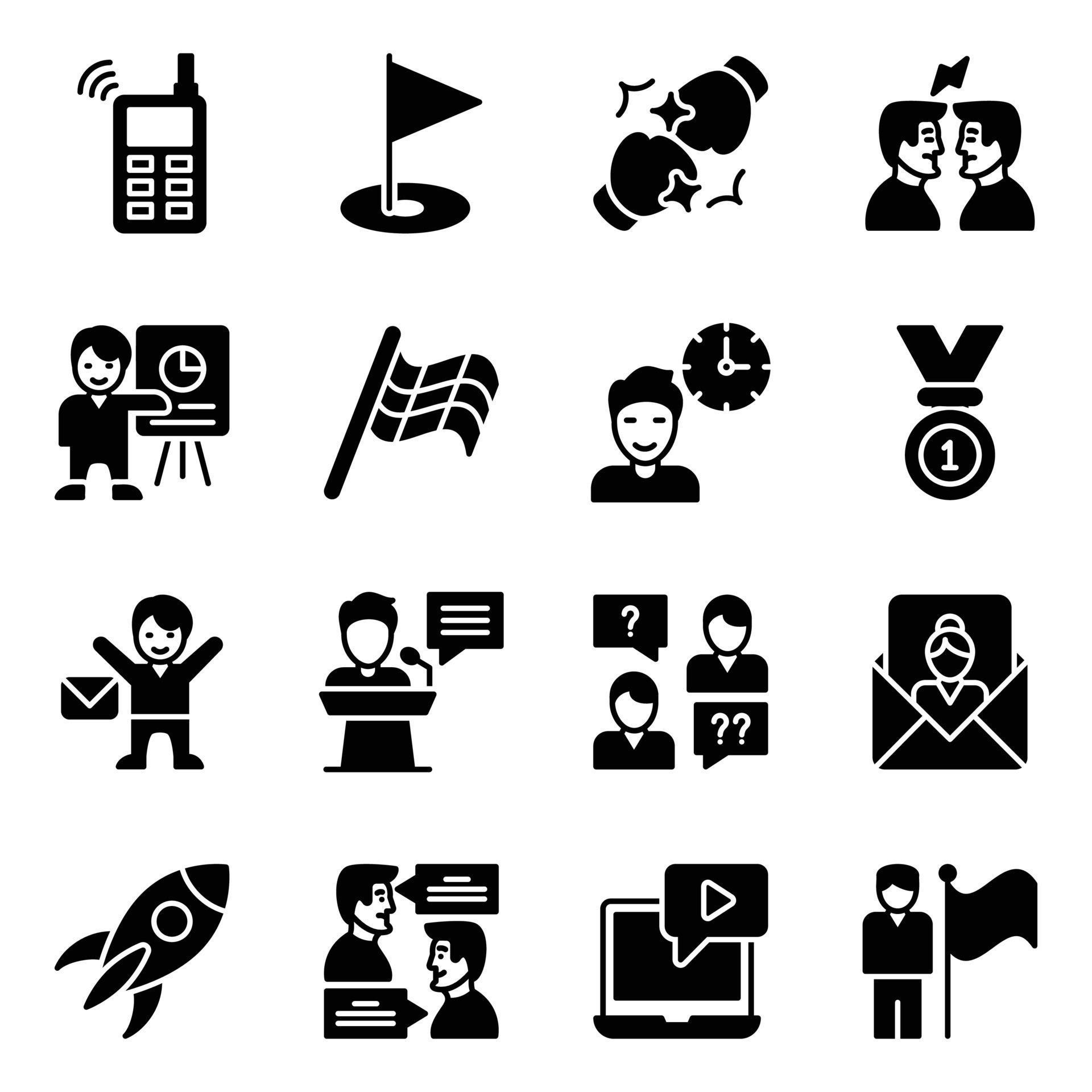 Solid Icons of Competition and Achievement 16439618 Vector Art at Vecteezy