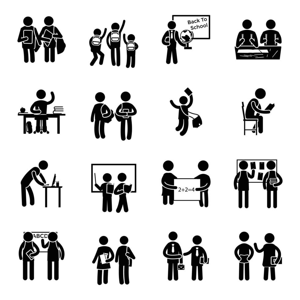 Pack of School Students Glyph Icons 16760304 Vector Art at Vecteezy