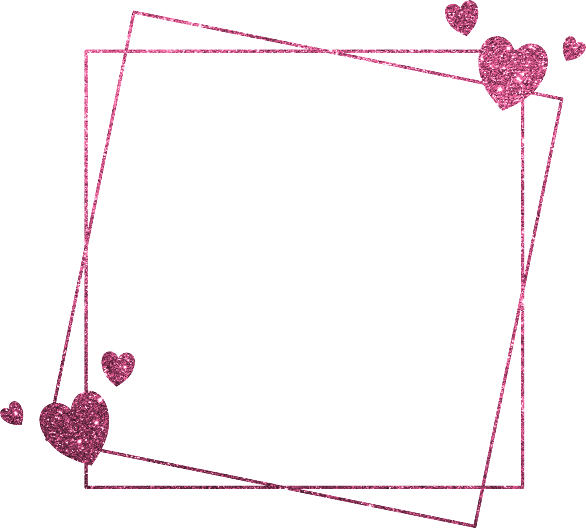 Pink Glitter Frame With Heart 18875802 PNG